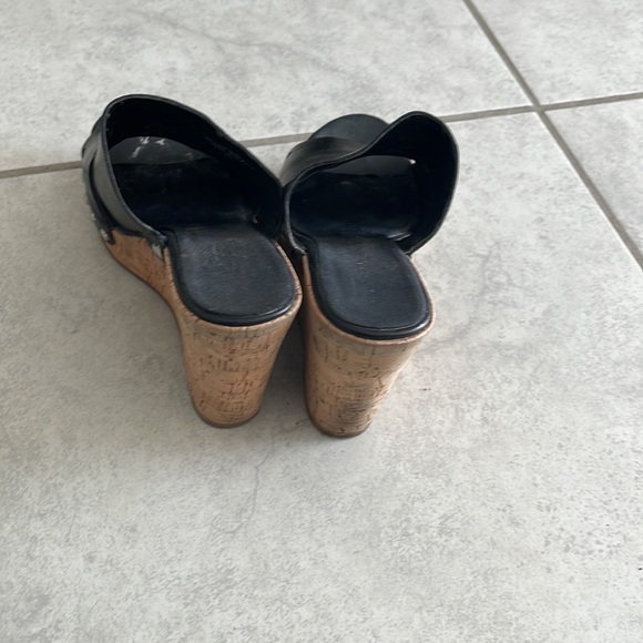 Nine West Black & Cork Wedge Sandals - Picture 3 of 5